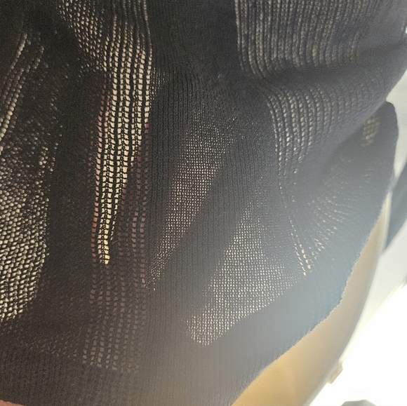 All Saints Sheer Striped Stretcg Black Knit Detail Top - Picture 6 of 7